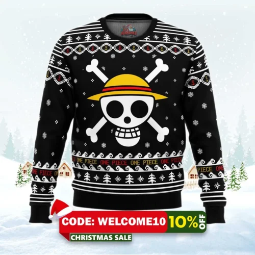 one piece straw hat pirates christmas ugly christmas sweater 1