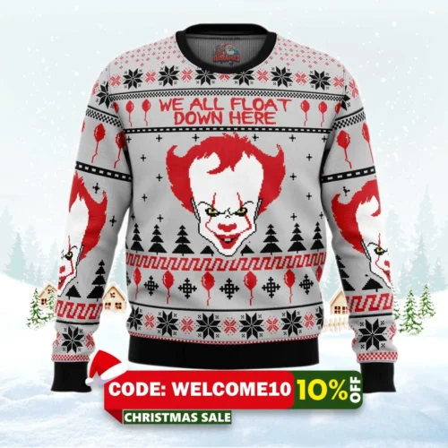 pennywise it ugly christmas sweater 1
