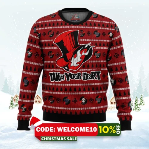 persona 5 take your heart ugly christmas sweater 1
