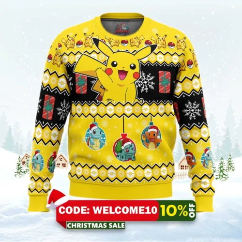 pikachu i choose you pokemon ugly christmas sweater 1