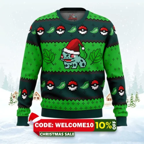 pokemon bulbasaur ugly christmas sweater 1