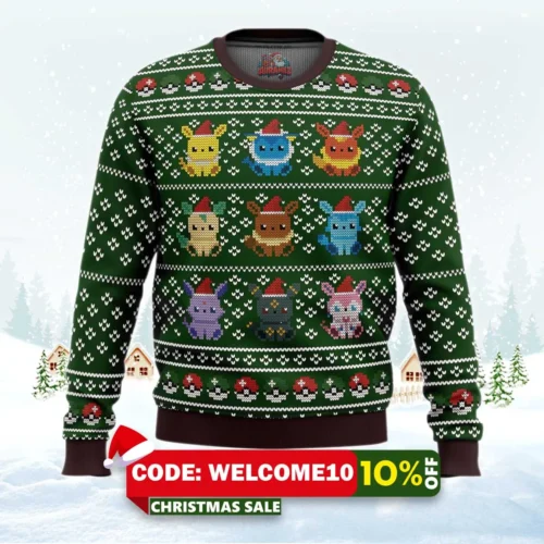 pokemon eevee eeveelutions ugly christmas sweater 1