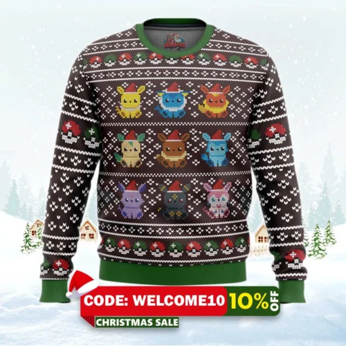 pokemon eeveelution ugly christmas sweater 1
