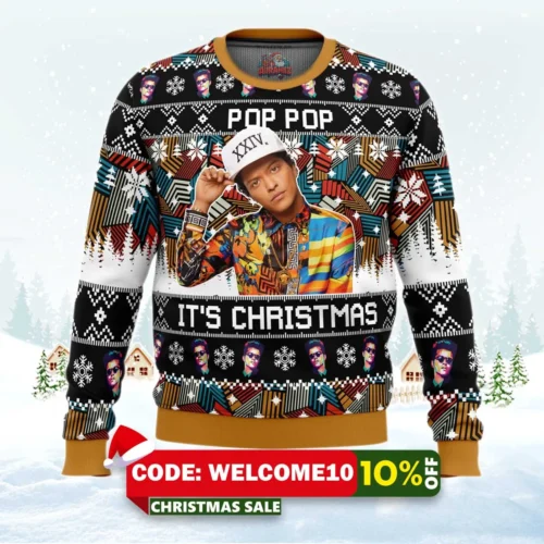 pop pop it's christmas bruno mars ugly christmas sweater 1