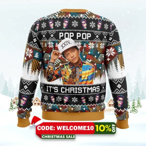 pop pop it's christmas bruno mars ugly christmas sweater 2