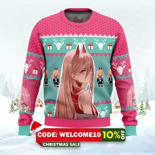 power chainsaw man ugly christmas sweater 1