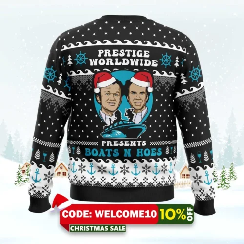 Prestige Worldwide Boat N Hoes Step Brothers Ugly Christmas Sweater 1 prestige worldwide boat n hoes step brothers ugly christmas sweater 2