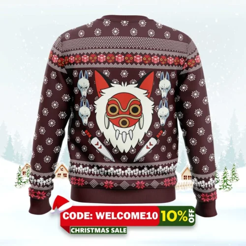 princess mononoke ugly christmas sweater 2