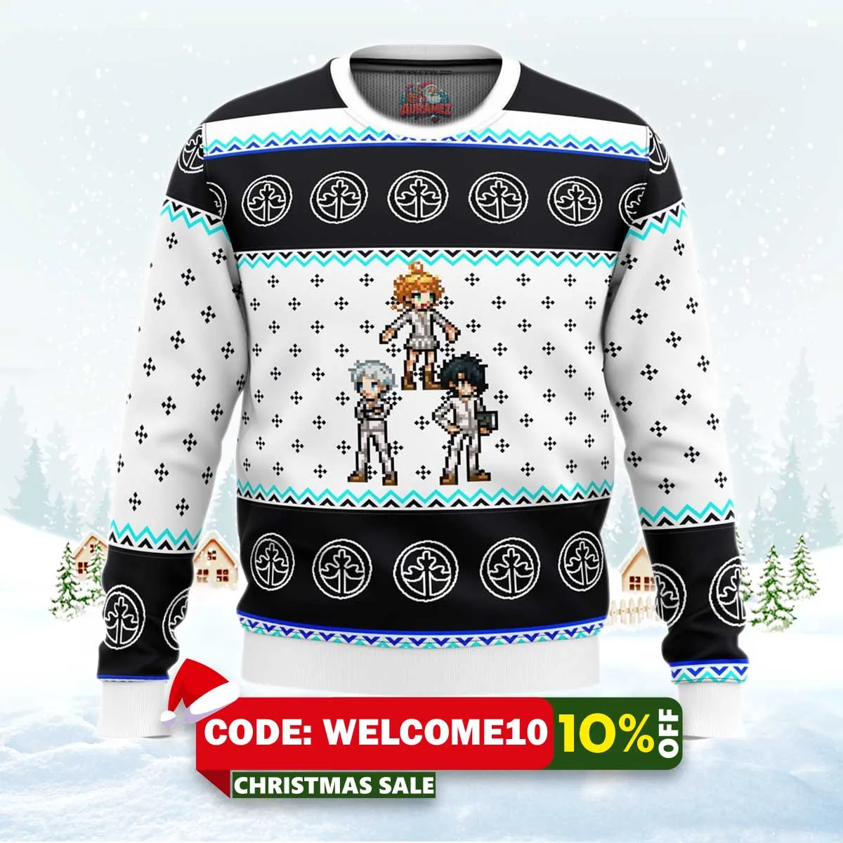 promised neverland sprites ugly christmas sweater 1 promised neverland sprites ugly christmas sweater 1