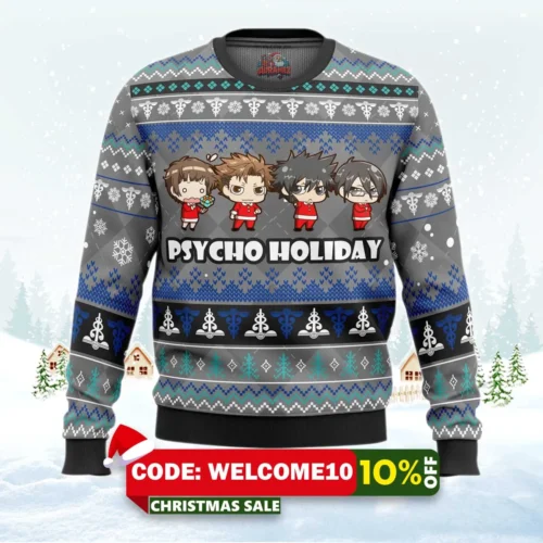 psycho holiday psycho pass ugly christmas sweater 1