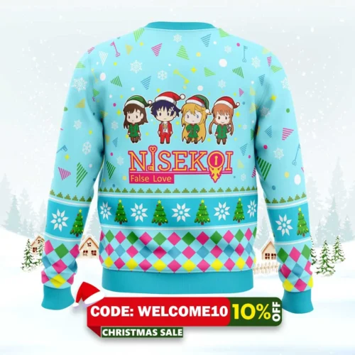 raku and friends nisekoi false love ugly christmas sweater 2