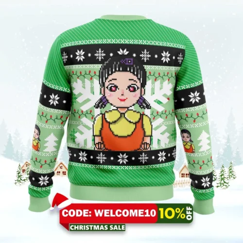 red & green light squid game ugly christmas sweater 2