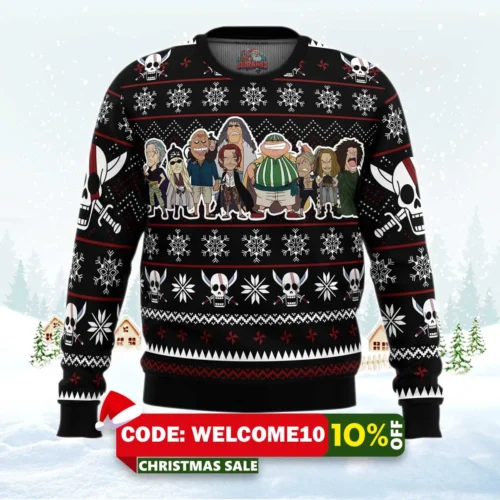 red hair pirates one piece ugly christmas sweater 1