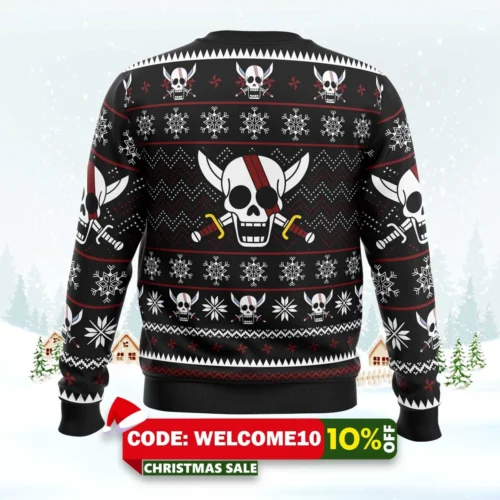 red hair pirates one piece ugly christmas sweater 2