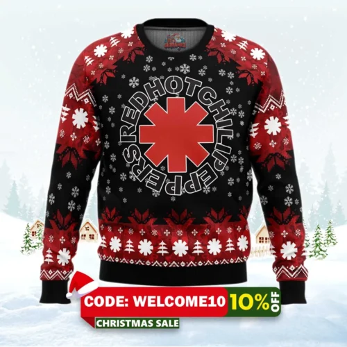 red hot chili peppers ugly christmas sweater 1