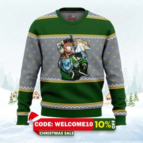 rising of the shield hero characters ugly christmas sweater 1