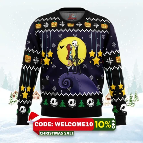romantic nightmare the nightmare before christmas ugly christmas sweater 1