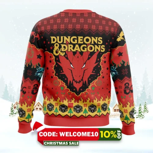 ruby dragon dungeons and dragons ugly christmas sweater 2