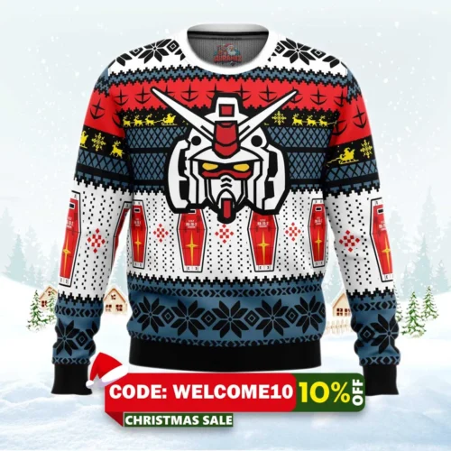 rx 78 gundam ugly christmas sweater 1