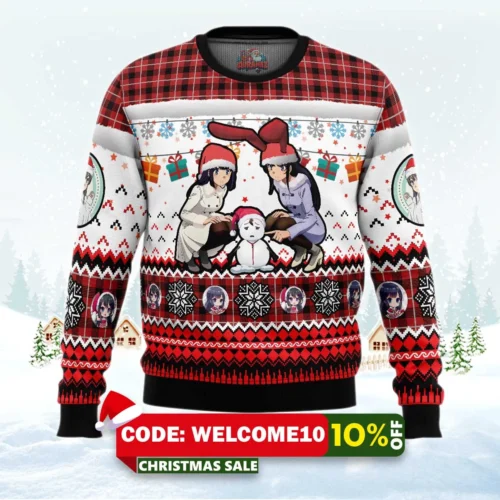 sad snowman rascal does not dream of bunny girl senpai ugly christmas sweater 1
