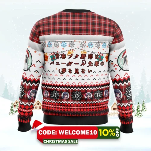 sad snowman rascal does not dream of bunny girl senpai ugly christmas sweater 2