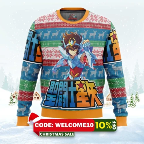 saint seiya alt ugly christmas sweater 1
