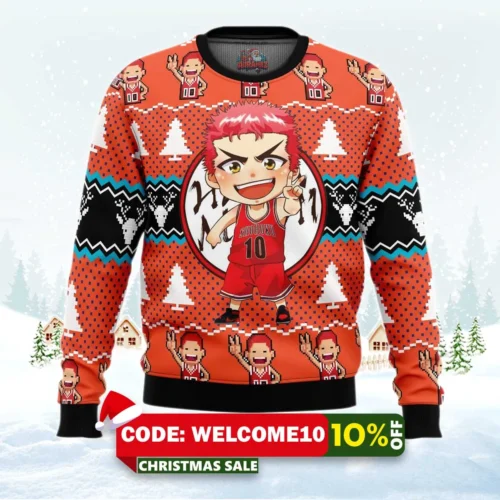 sakuragi hanamichi slam dunk ugly christmas sweater 1
