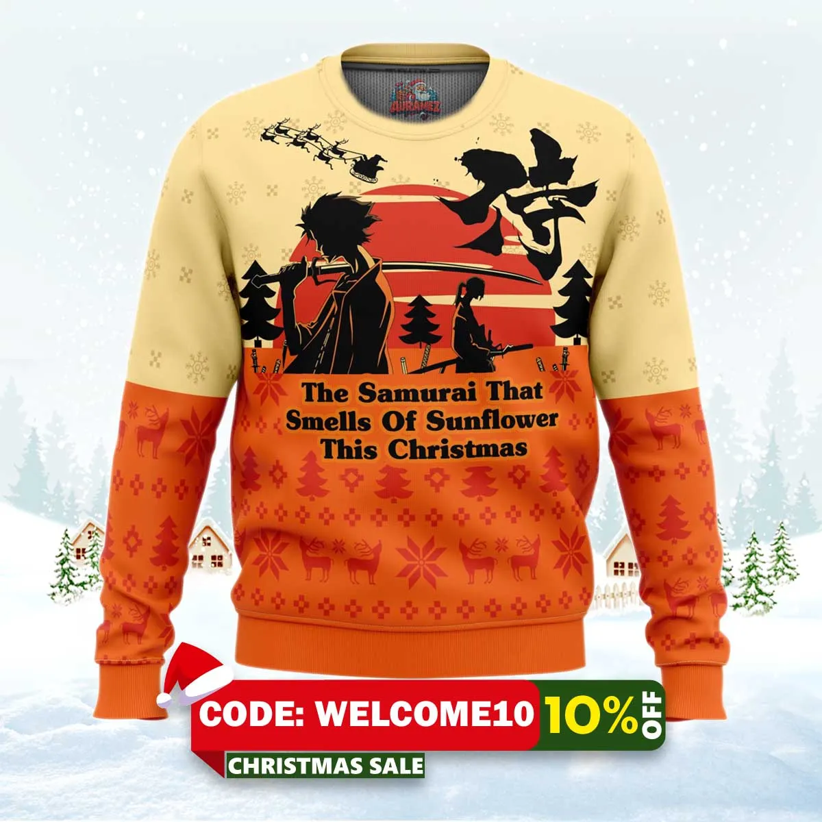 samurai champloo the samurai that smells of sunflower this christmas ugly christmas sweater 1 samurai champloo the samurai that smells of sunflower this christmas ugly christmas sweater 1