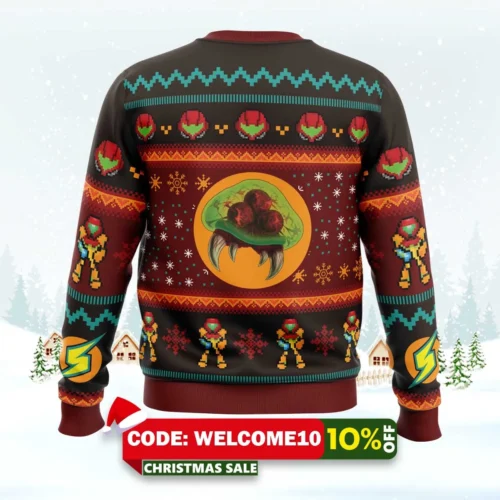 Samus Metroid Ugly Christmas Sweater 1 samus metroid ugly christmas sweater 2