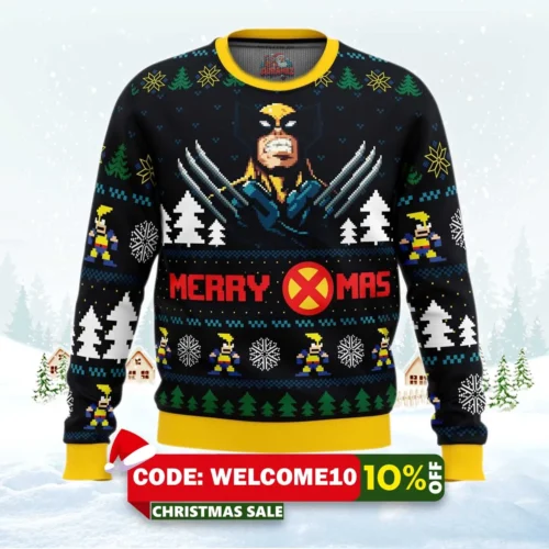 santa claws wolverine marvel ugly christmas sweater 1