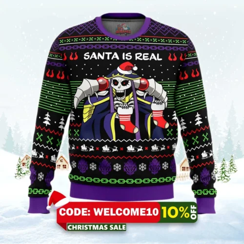 santa is real overlord ugly christmas sweater 1