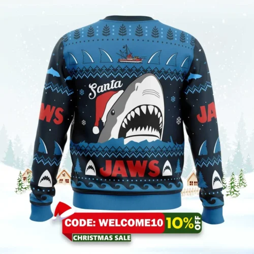 santa jaws jaws ugly christmas sweater 2