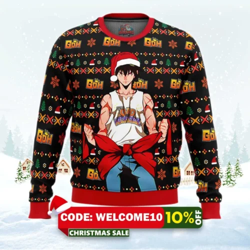 santa jin mori the god of high school ugly christmas sweater 1