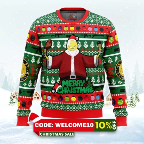 santa koro sensei assassination classroom ugly christmas sweater 1