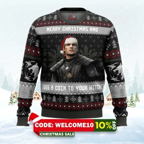 santa witcher the witcher ugly christmas sweater 1