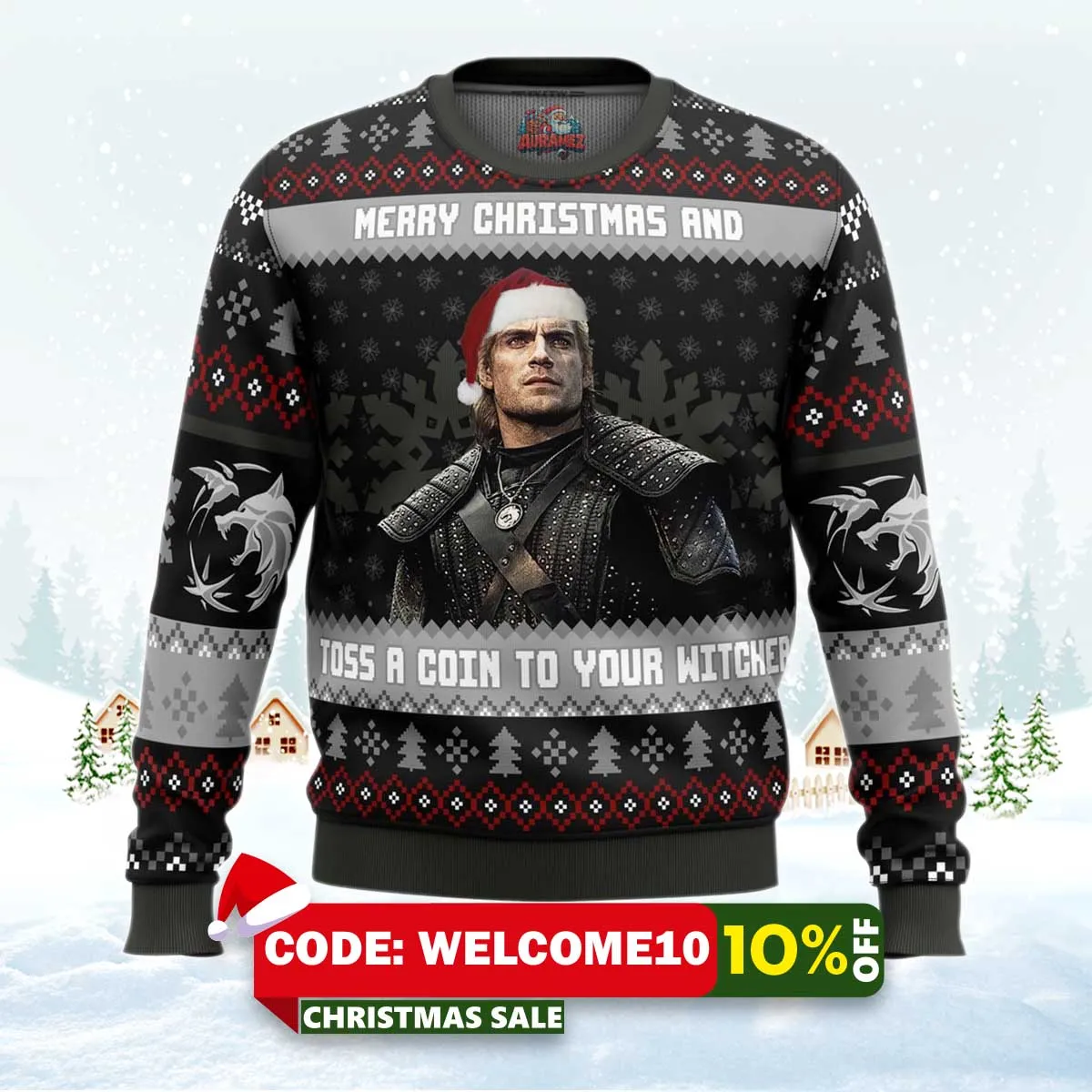 santa witcher the witcher ugly christmas sweater 1 santa witcher the witcher ugly christmas sweater 1