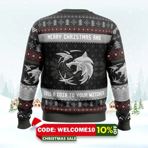 Santa Witcher The Witcher Ugly Christmas Sweater 1 santa witcher the witcher ugly christmas sweater 2