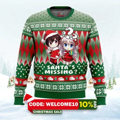 santa's missing charlotte ugly christmas sweater 1