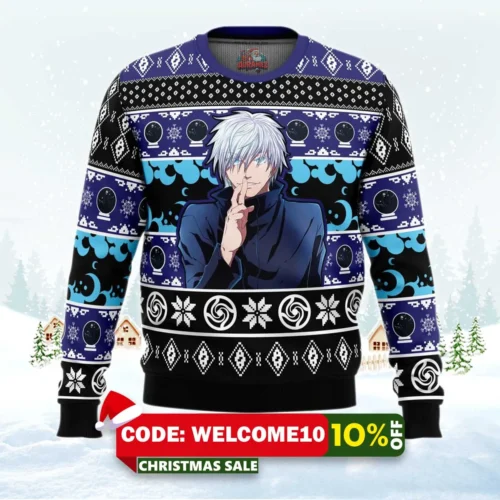 satoru gojo domain expansion jujutsu kaisen ugly christmas sweater 1