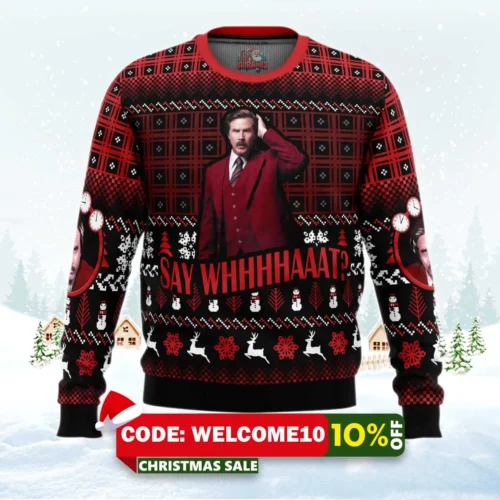 say whhhhaaat anchorman ugly christmas sweater 1