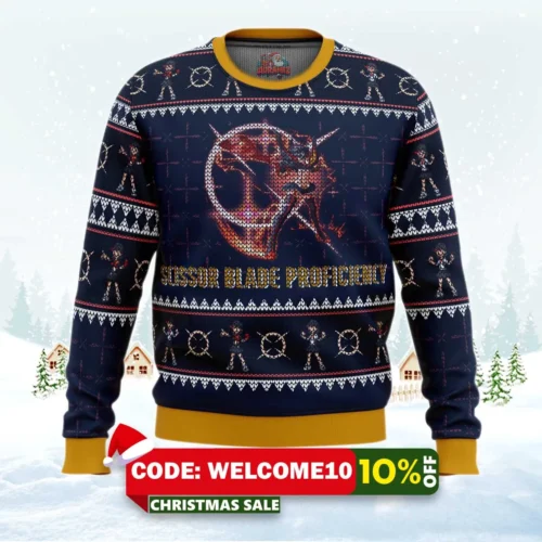 scissor blade proficiency matoi ryuuko kill la kill ugly christmas sweater 1