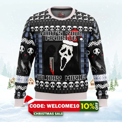 scream holiday ugly christmas sweater 1