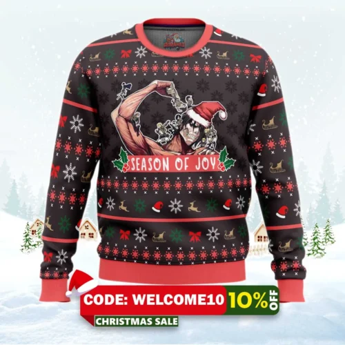 season of joy attack on titan ugly christmas sweater 1