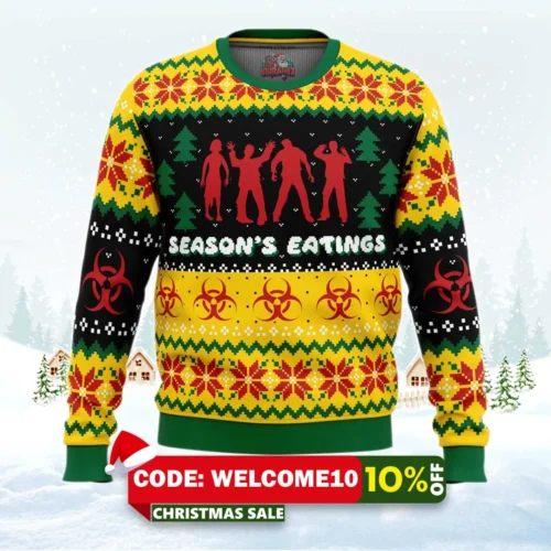 season's eatings zombie ugly christmas sweater 1
