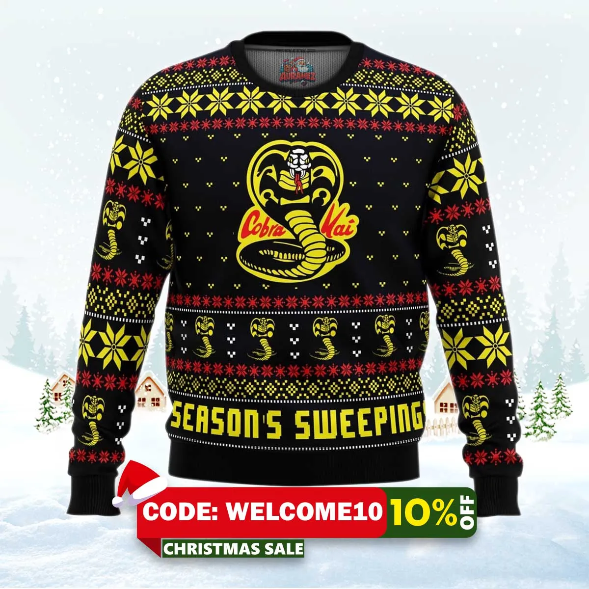 season's sweepings cobra kai karate kid ugly christmas sweater 1 season's sweepings cobra kai karate kid ugly christmas sweater 1