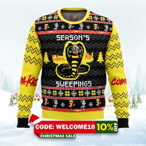 season's sweepings cobra kai ugly christmas sweater 1