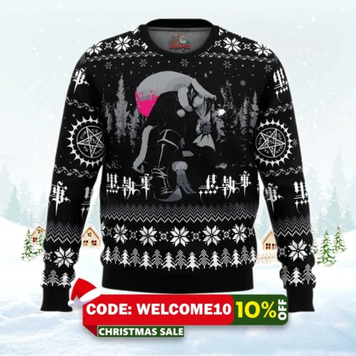 sebastian black black butler ugly christmas sweater 1