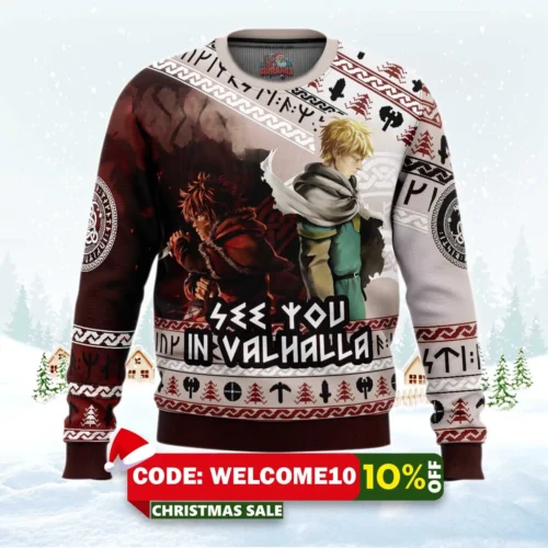see you in valhalla vinland saga ugly christmas sweater 1