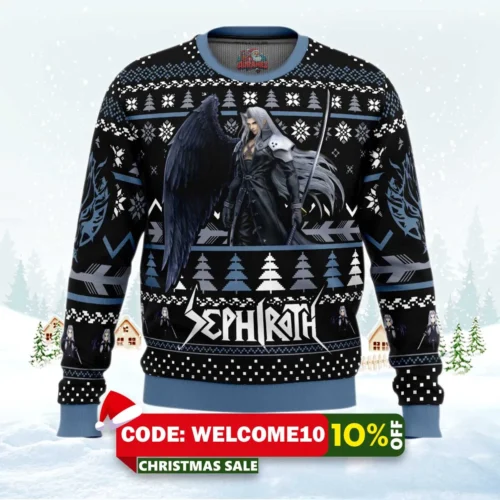 sephiroth final fantasy ugly christmas sweater 1