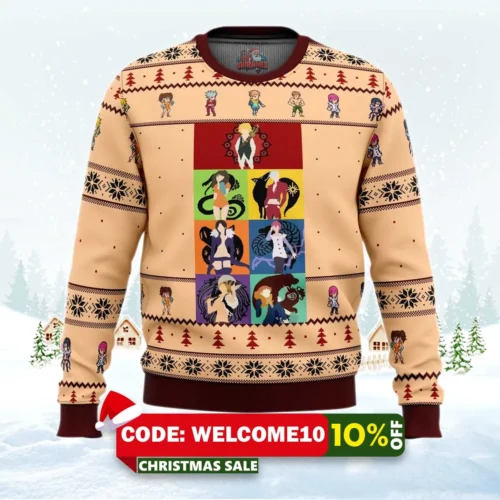 seven deadly sins minimal ugly christmas sweater 1